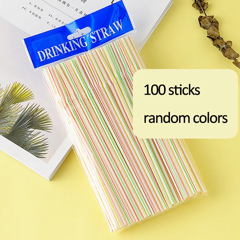 100pcs Plastic Нержавеющая сталь питьевые соломинки телескопическая металлическая соломинка с кисточкой портативный ящик для хранения Многоразовые трубочки аксессуары для кухонного бара - Цвет: 100pcs Plastic
