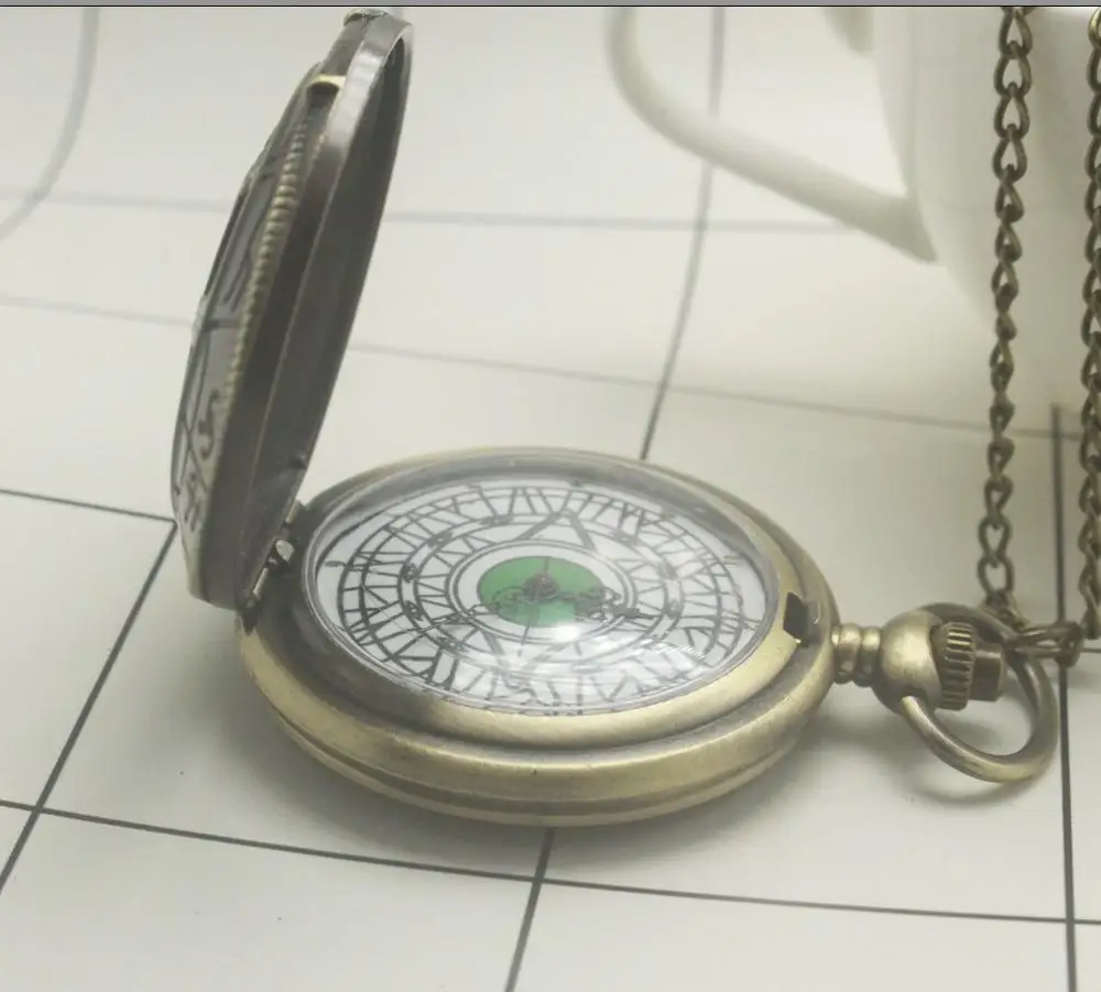

Doctor Who Theme Eye Shape Hunter Quartz Pocket Watch Bronze Creative Necklace Sweater Chain Pendant Antique Clock Gift Watch