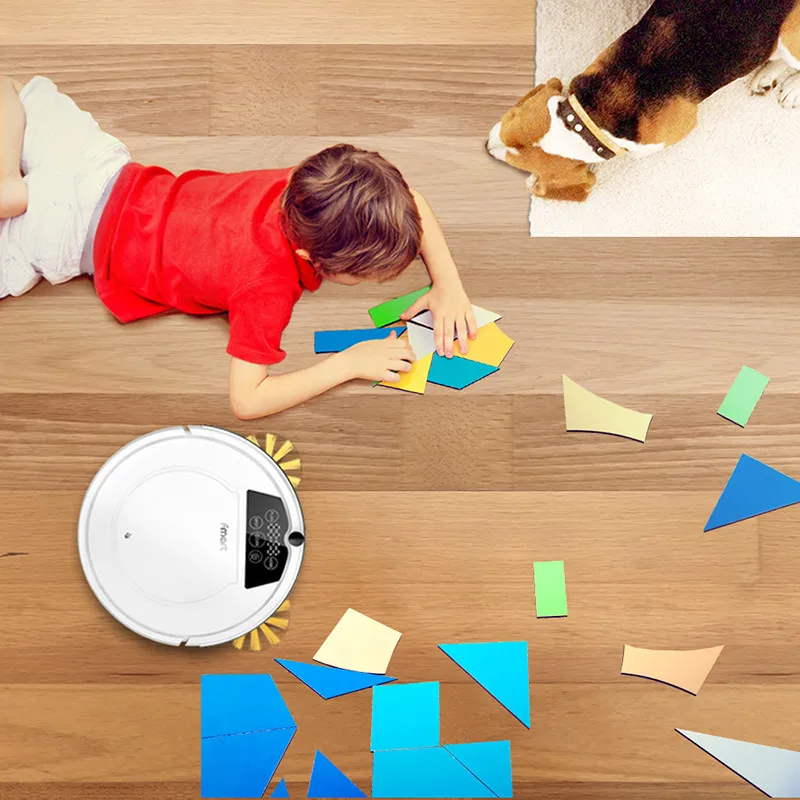 Робот-пылесос Fmart E-R550W(S) с управлением через wifi-приложение, влажной и сухой уборкой, предназначенный для удаления шерсти домашних животных и очистки твердых поверхностей, работает до 130 минут.