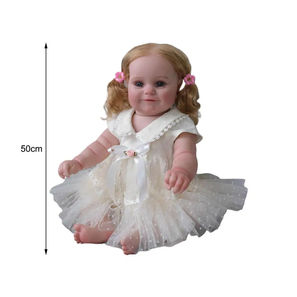 

50Cm Rebirth Baby Girl Dolls Full Body Soft Silicone Toddler Blond Root Hair Princess 100% Hand-painted Dolls