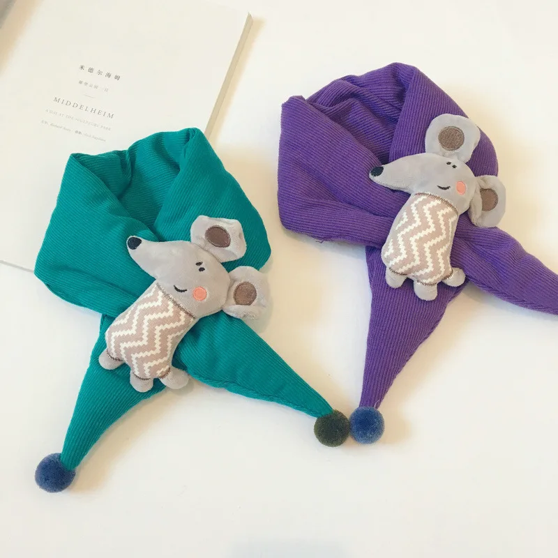 Толстый теплый Снуд шарф с мышкой из мультфильма Модный цветной для волос