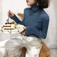 2021 autumnwinter thicken sweater womens knitted rib pullover long sleeve turtleneck slim pullover soft and warm pull