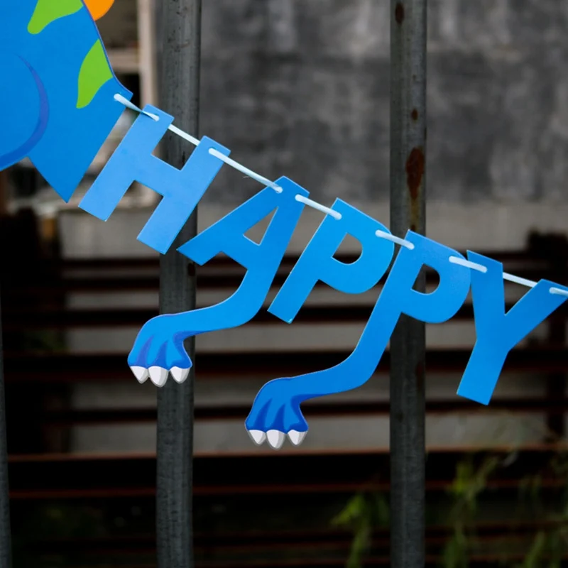 

Dinosaur Theme Party Birthday Letter Pull Flag Happy Birthday Pull Flower Banner For DIY Baby Birthday Party Decoration