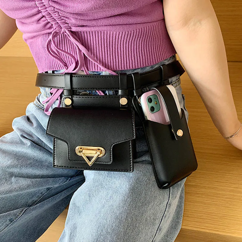 

2PCS High Quality Waist Bag Women Crossbody Bags PU Leather Chest Bag Design Funny Bag Luxury Banana Waist Pack Female Phone Bag