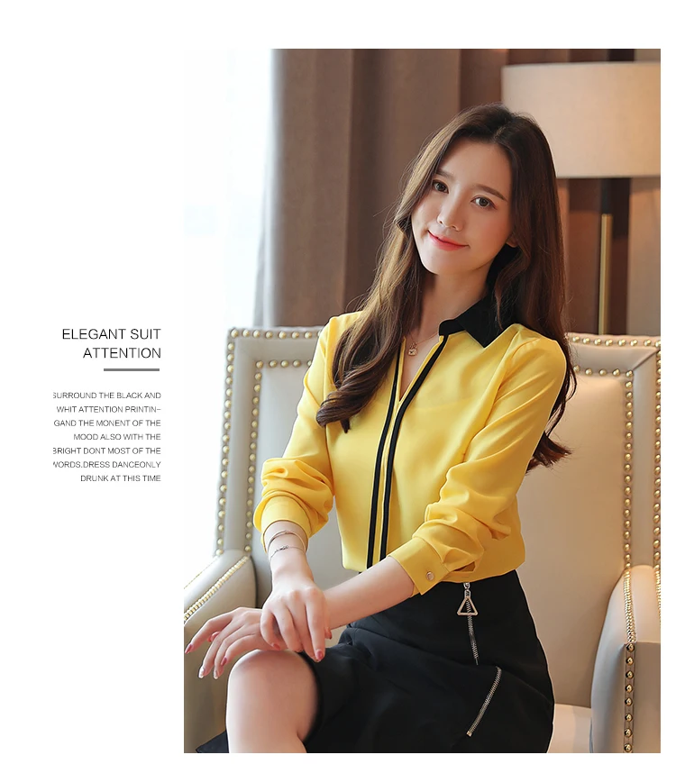 Blusas mujer de moda, шифоновая блузка, рубашка, женские топы, с длинным рукавом, одноцветные, на пуговицах, женские топы, с v-образным вырезом, рубашки для женщин 6097 50