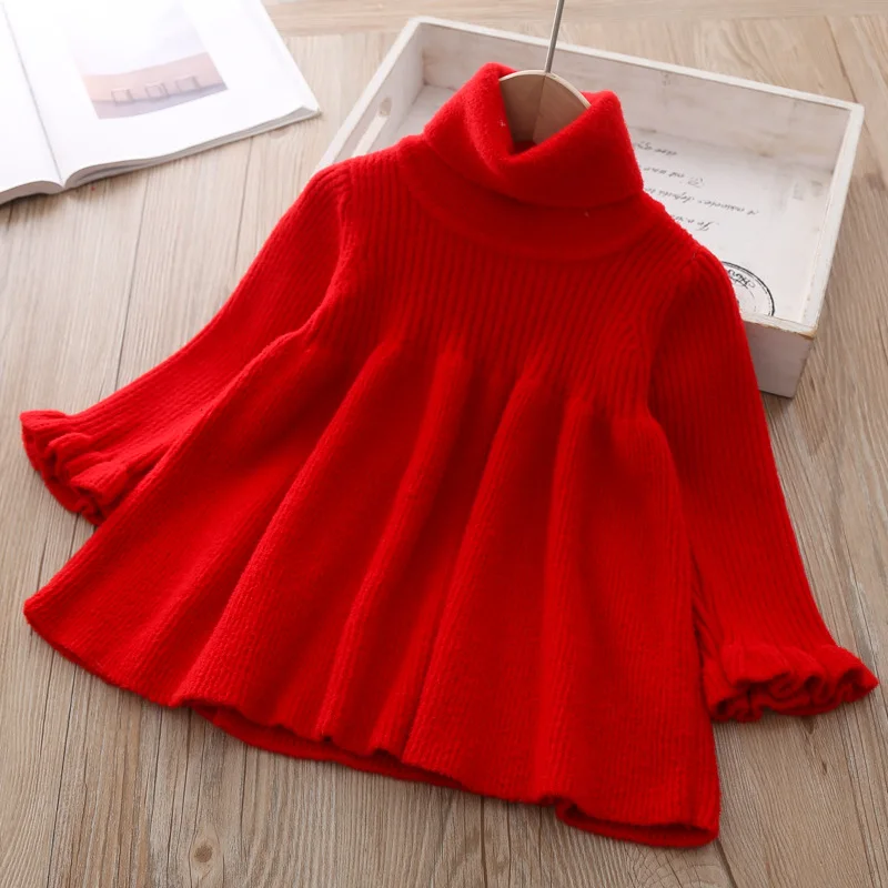Girls Knit Sweater Dress autumn winter Infant Toddler baby Red Shirt for girl Kid princess Warm Christmas thick Tops Dresses 12M | Детская