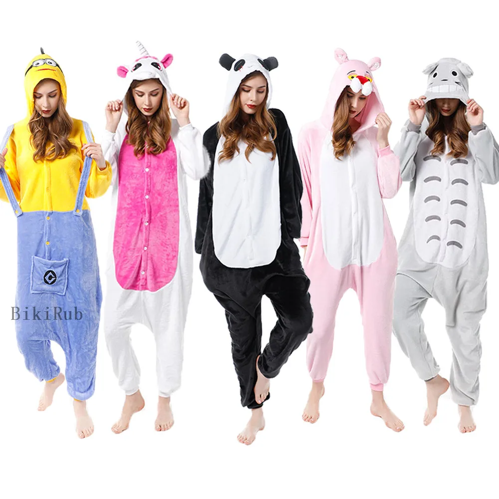 

Женская пижама-кигуруми, универсальная пижама в виде животных, костюмы для косплея, панда, Тоторо, тигр, единорог, одежда, Пижама