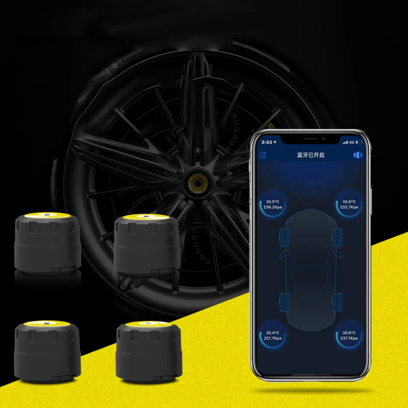 4 Pieces Sensors TPMS Bluetooth 4.0 Car Outer Tire Pressure Monitoring BLE Low Energy For Android And IOS | Автомобили и