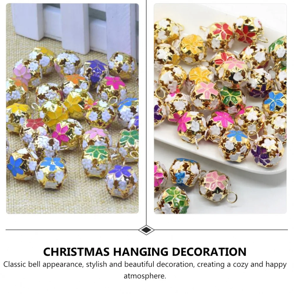 

50pcs 14mm Small Christmas Iron Bells Electroplated Colorful Jingle Bells