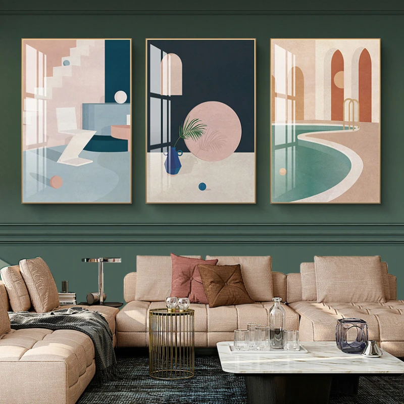 

Charlotte Taylor Morandi Macaron Color Fresh and Elegant Geometric Abstract Poster Bedroom Home Decoration Frameless Painting