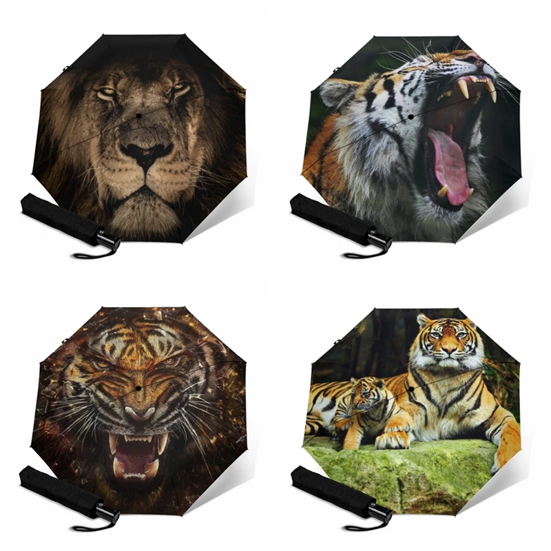 Женский зонт с принтом льва креативный автоматический для путешествий от дождя