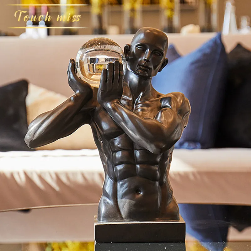 

PARLOR CREATIVE RESIN ABSTRACT CHARACTER FIGURINE HOME DECOR CRAFT ROOM DECORATION OBJECT OFFICE STUDY RESIN CRYSTAL BALL STATUE