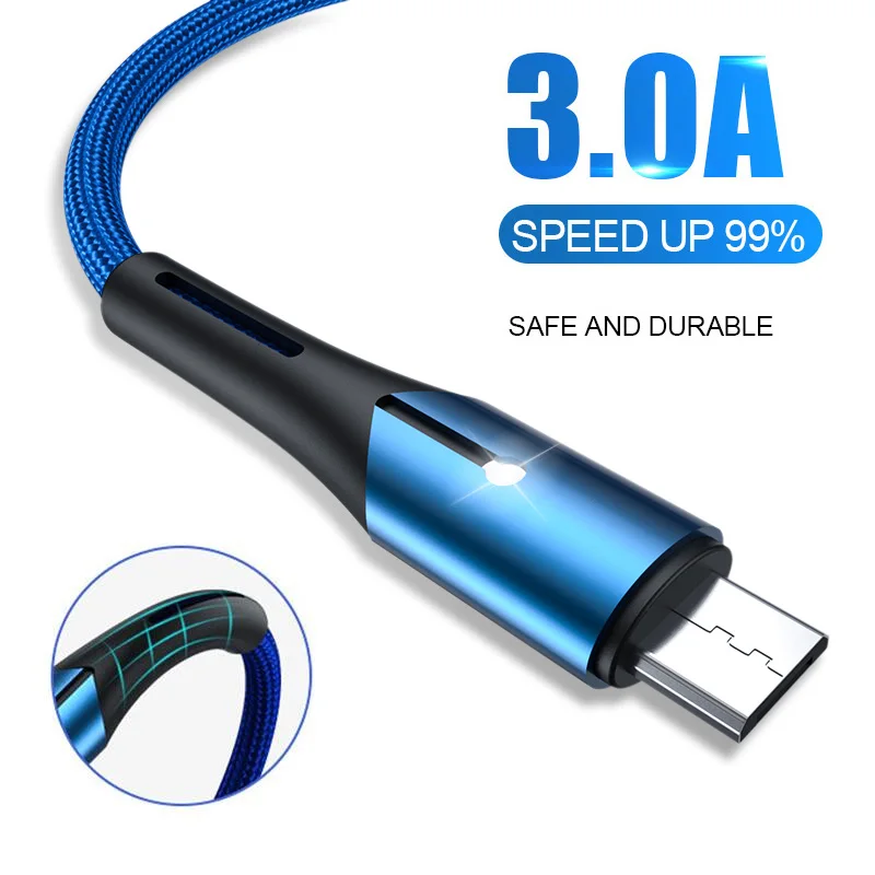 ZNP светодиодный Micro USB кабель для samsung J5 J7 Honor Быстрая зарядка Android мобильный телефон Microusb кабель для Redmi Note 5 шнур зарядного устройства