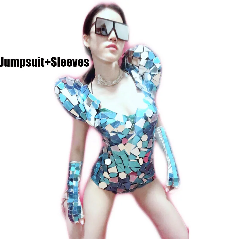Jumpsuit Roupa Feminina женское зеркальное платье костюм для танцев ГОГО сверкающий комбинезон рейверская праздничная одежда танцевальный сценический костюм VDB916 - Цвет: Jumpsuit