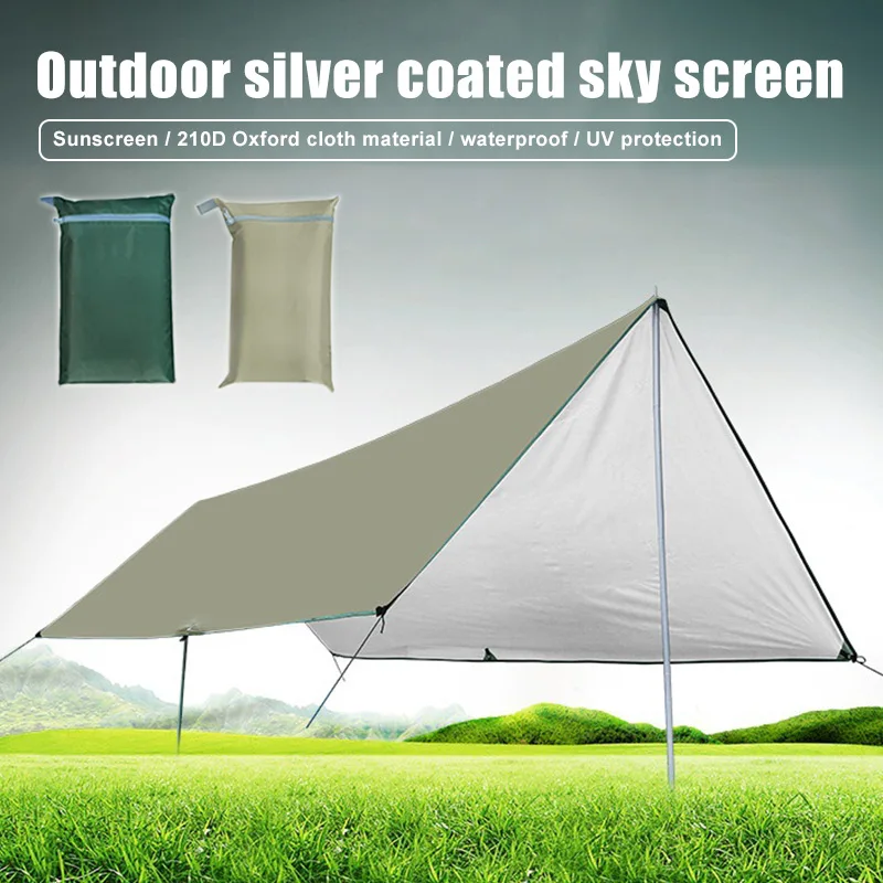 

Waterproof Tarp Tent with Nails & Rope Multifunctional Hammock Rain Fly for Camping Hiking Survival Shelter 3 Sizes SM