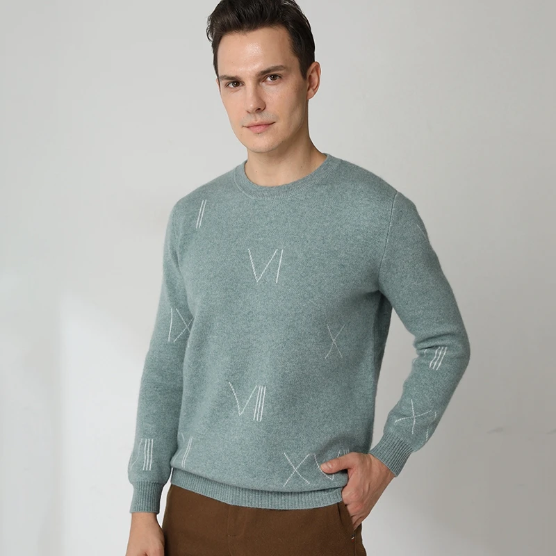2021 New Fashion 100% Goat Cashmere Knitting Sweaters Men Pullovers  For Winter O-Neck Thicker Soft Tops