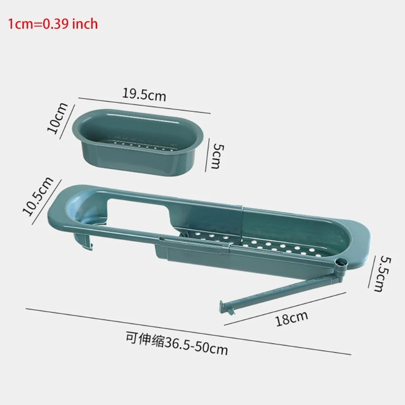 

L38A Telescopic Sink Holder Adjustable Drainer Sink Tray Sponge Soap Rack Cloth Shelf
