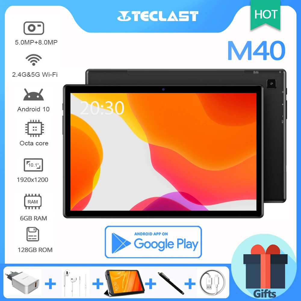 Teclast M40 10 1 дюймов планшетный ПК с системой андроида и OS Octa Core 1920 × 1200 IPS 6 ГБ