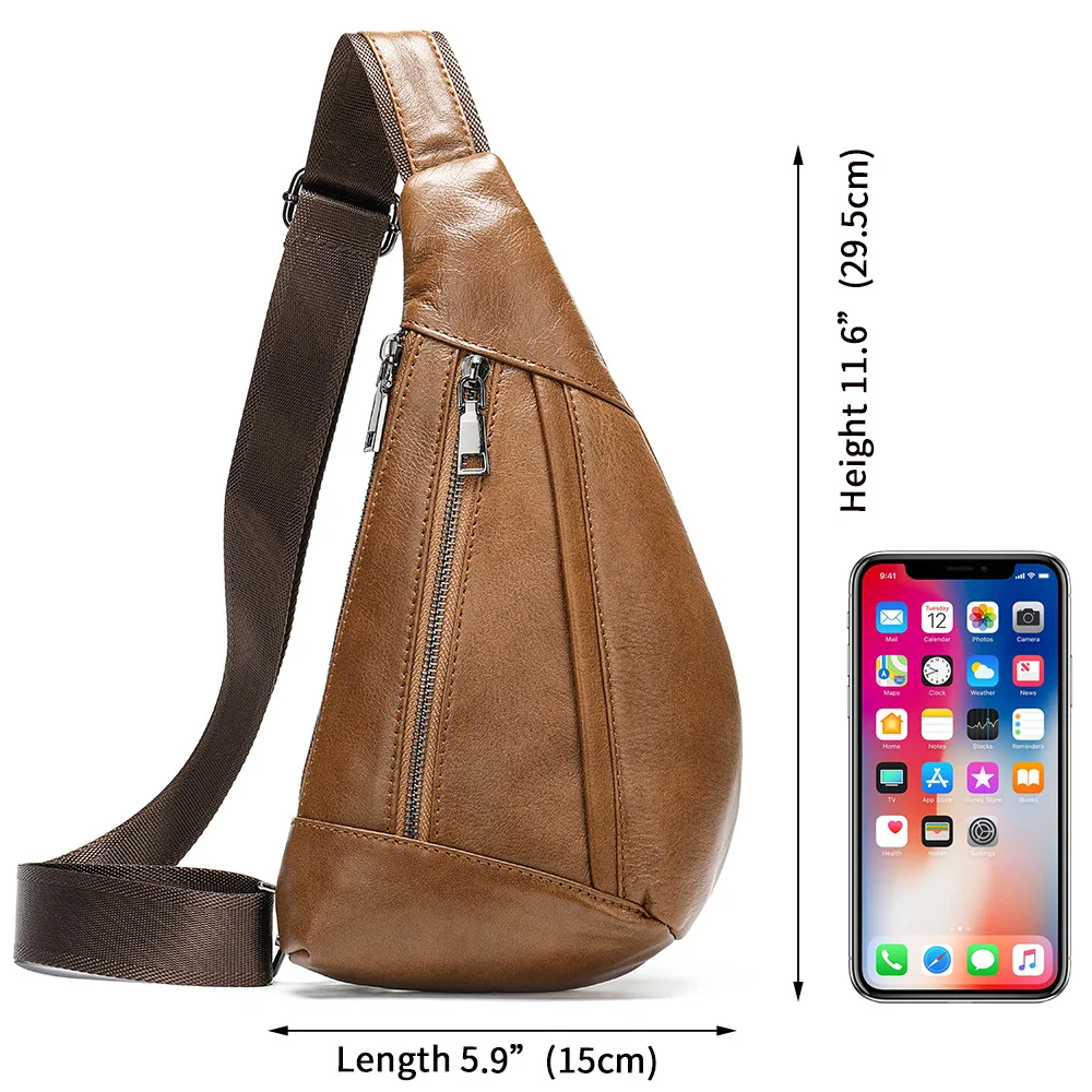 

Men's Chest Bag Genuine Leather Fashion 2021 Male Shoulder Crossbody Luxury Brand Designer Bag for Phone Pouch Travel Handbags