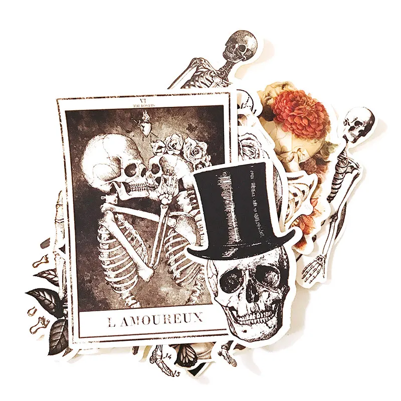 

14Pcs/Set Retro Sexy Skeleton Bone Skull Vintage Sticker DIY Craft Scrapbooking Album Journal Happy Planner Decorative Stickers