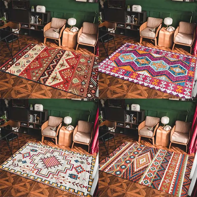 

Bohemian Style Carpet Cotton Linen Rug for Living Room Kitchen Protective Floor Door Mat Carpets Home Decor Supplies 40*60cm/pc