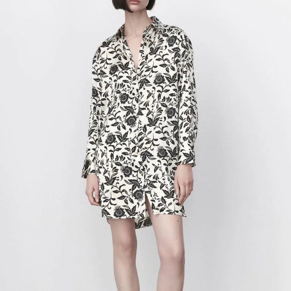 

Женская блузка с принтом ZA, стильный кардиган средней длины с лацканами, шифоновая рубашка с длинными рукавами, топ в Корейском стиле, облег...