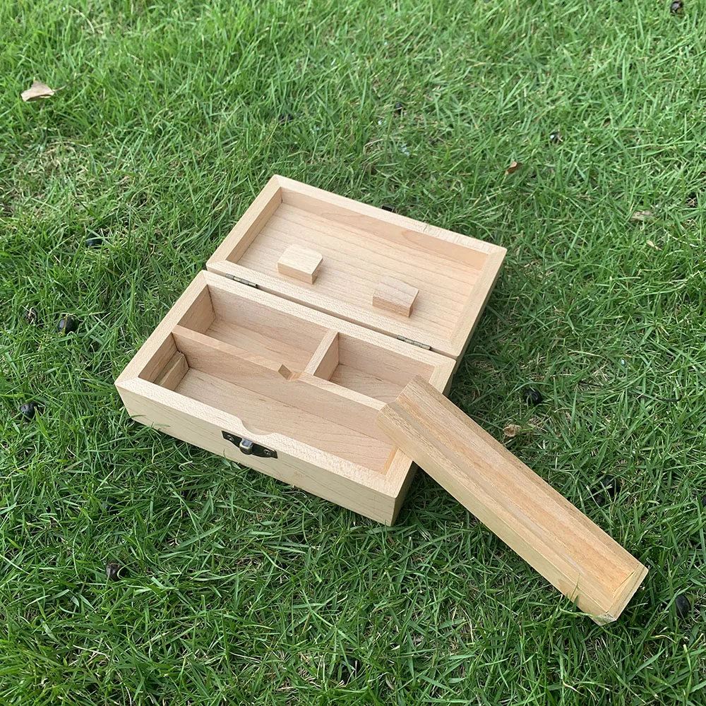 Деревянная коробка для хранения с поддоном из натурального дерева ручной работы