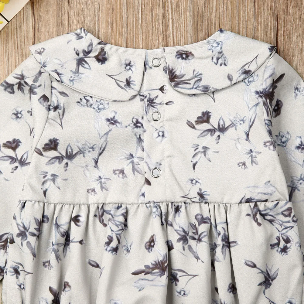 2019 Toddler Newborn Baby Girl Bodysuit Floral Autumn Long Sleeve Peter Pan Collar Jumpsuit Playsuit Clothes Outfits Clothing |