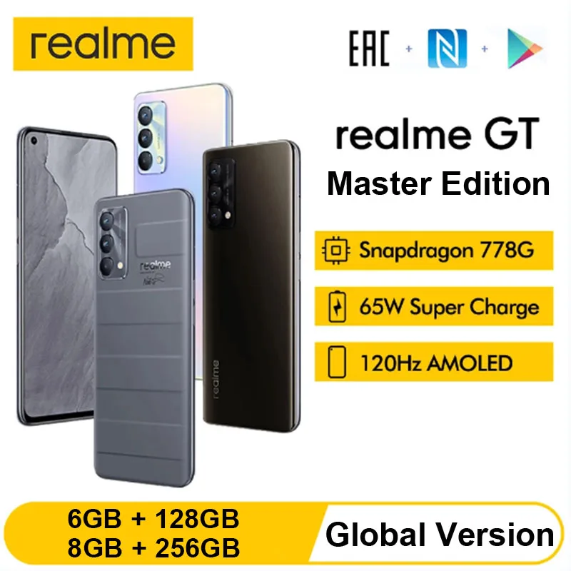 world premiere in stock realme gt master edition snapdragon 778g smartphone 120hz amoled 65w super dart charge global version free global shipping