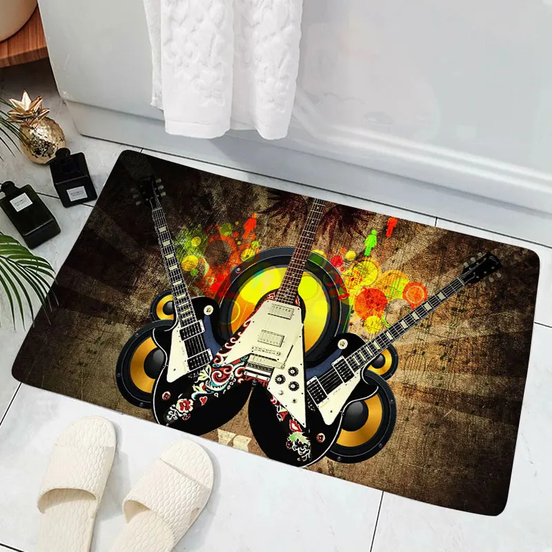 

Guitar Art Carpet House Doormat Decor 3D Print Floor Door Mat Non-Slip Soft Flannel Carpet for Hallway Bedroom Drop Shipping
