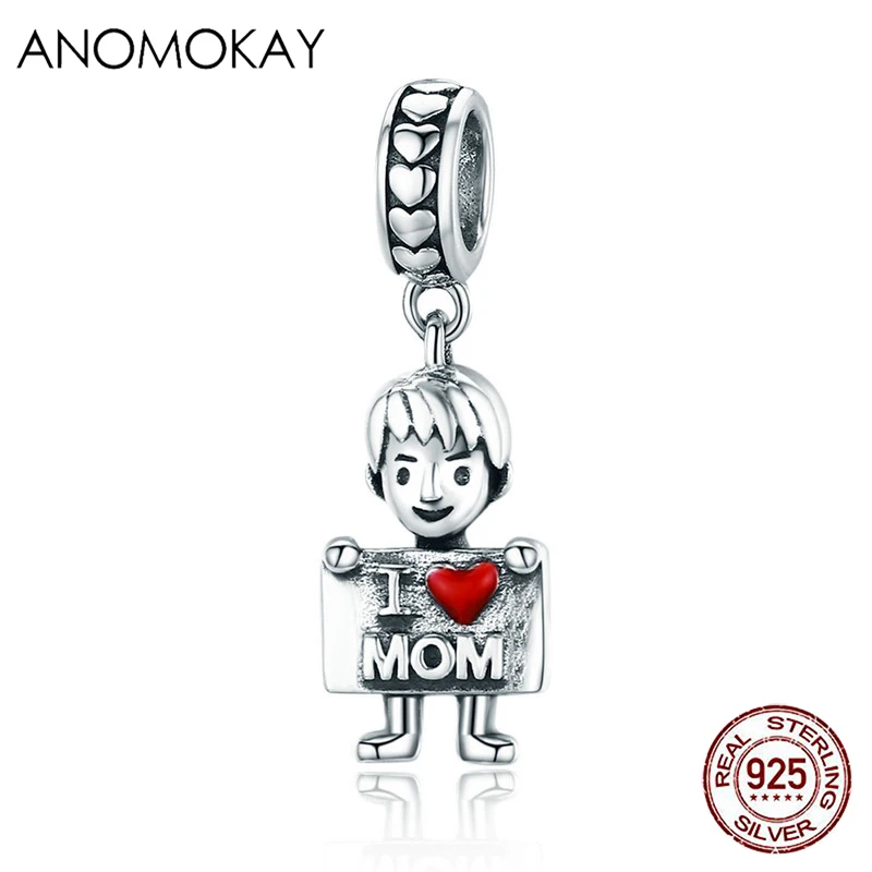 Anomokay 100% Аутентичный 925 пробы серебряный я люблю папу прекрасный мальчик