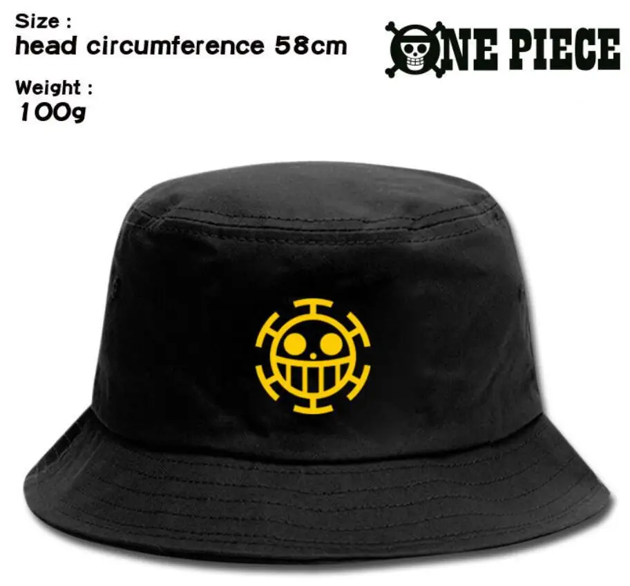 

New Summer Law One Piece Skull Anime Fisherman Cap Hat Men Women Outdoor Daily Use Cosplay Canvas