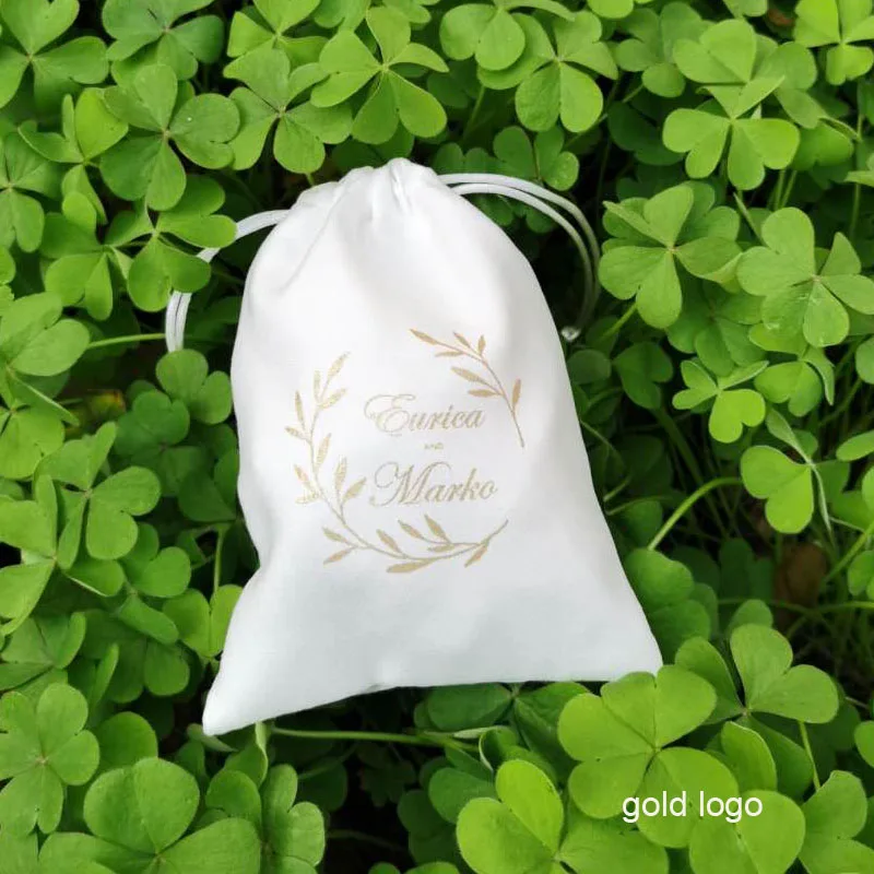 Белые фланелевые подарочные пакеты с логотипом на заказ мешок для ювелирных