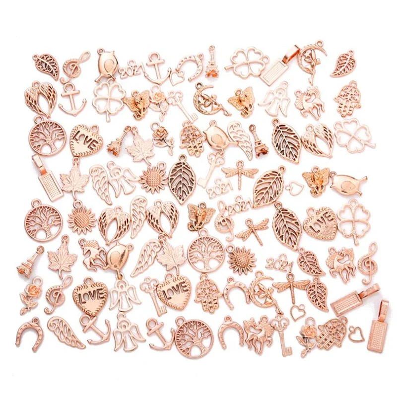 

30pcs Mixed Styles Animal Heart Leaf Flower Crown Charms Pendants DIY Jewelry Findings for Necklace Bracelet Making Accessories