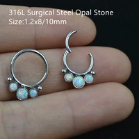 10pcs body jewelry piercing 316l surgical steel opal stone nose ear helix daith cartilage tragus earring nose septum ring