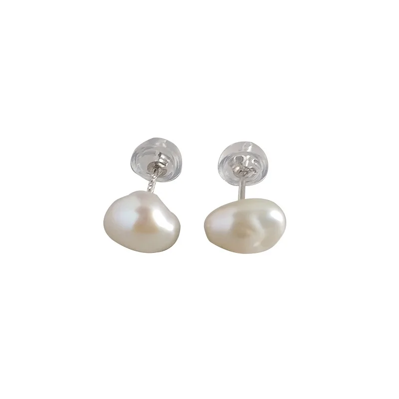 

Minimalism 100% 925 sterling silver stud earrings for women natural freshwater baroque pearl earings fashion jewelry earing