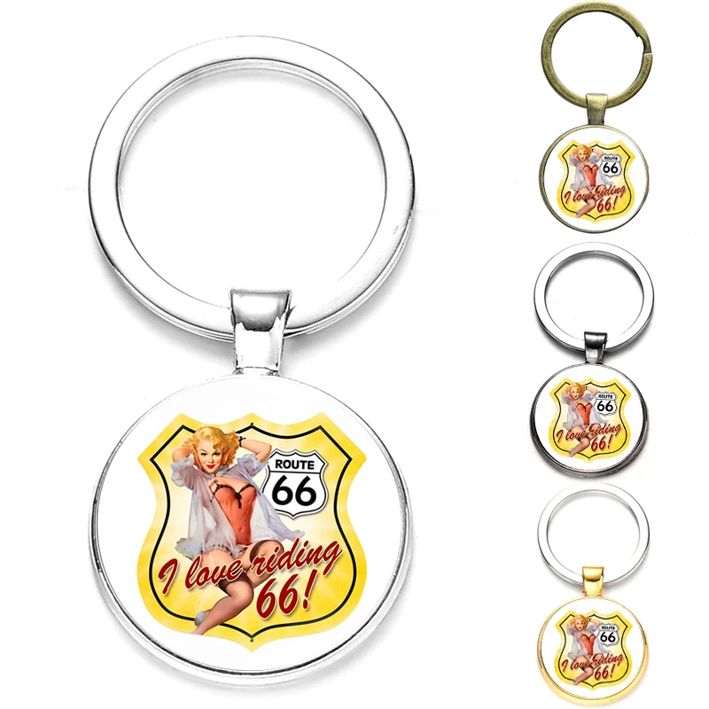 Брелок для ключей с изображением девушки и мотоцикла RT66 | Украшения аксессуары