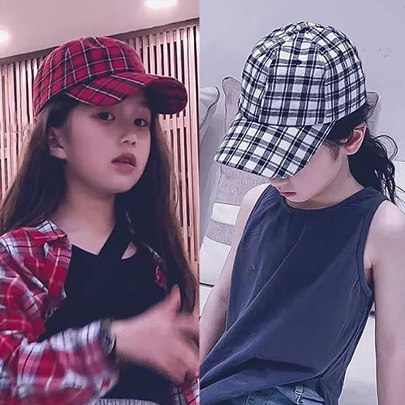 Бейсбольная кепка для мальчиков и девочек Детская спортивная шапка в клетку