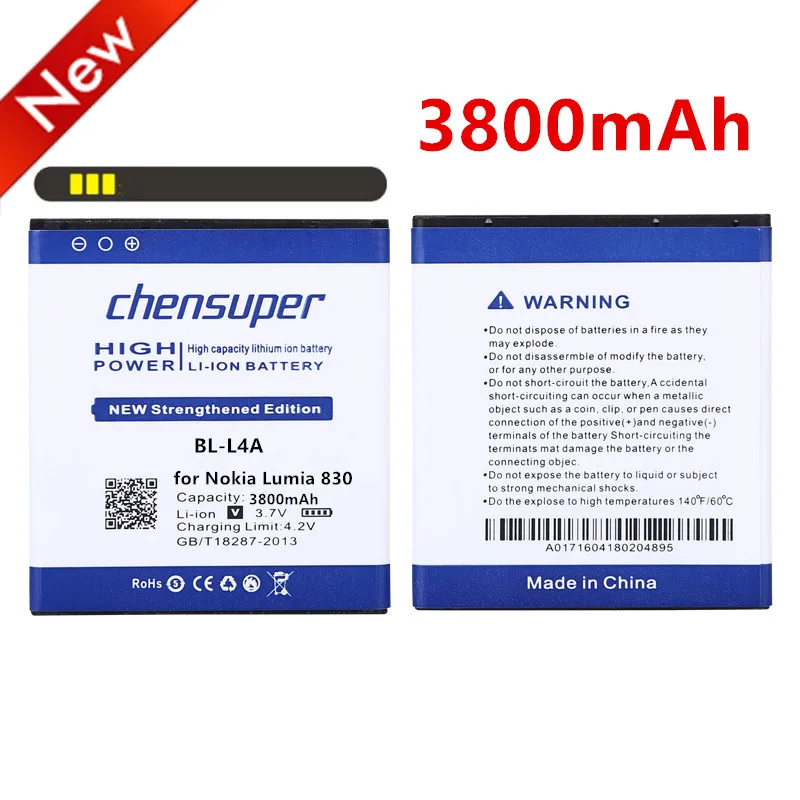 Новинка 3800 мАч BL L4A Сменный аккумулятор для телефона Nokia Lumia 830 RM984 535 RM 1090