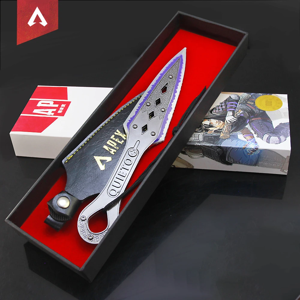 Apex Legends-Caja de regalo de hoja de esp&iacute;ritu malvado perif&eacute;rico, modelo de arma, adorno de Metal indoloro, aleaci&oacute;n de electroplaca, 22cm-0