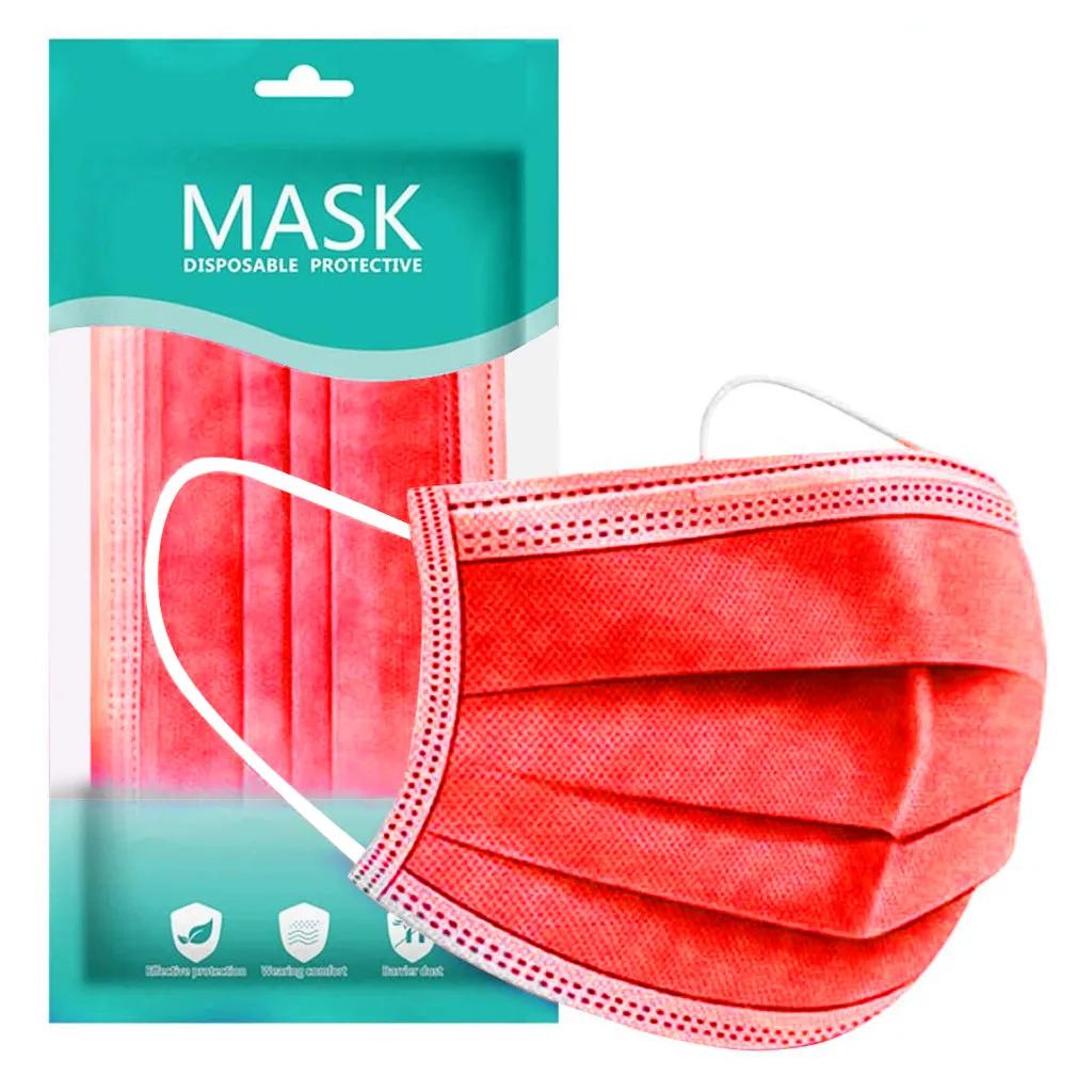 2021 New 10-200pcs Disposable Non-woven 3-layer Filter Mask Red Fruit Mouth Face Adult Breathable Mascarilla |