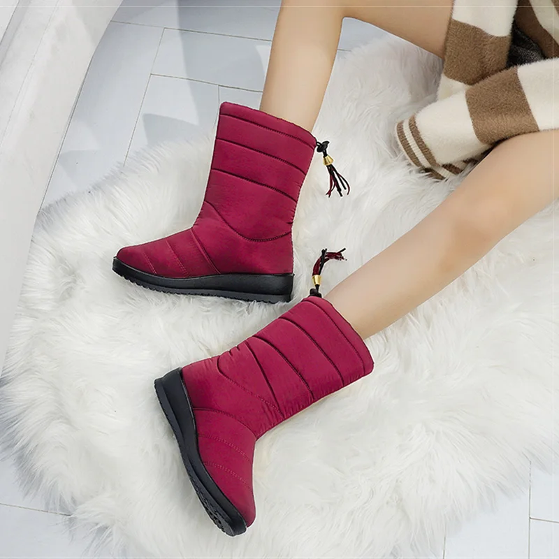 Женские сапоги до середины икры зимняя обувь на низком каблуке женские зимние