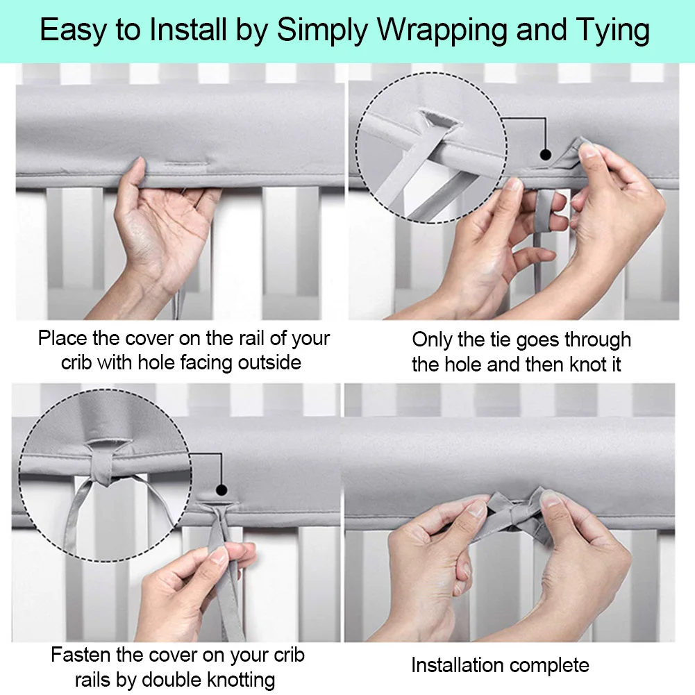 3Piece Crib Rail Cover Protector Baby Set Safe Teething Guard Wrap For Standard Cribs Side And Front R | Мать и ребенок