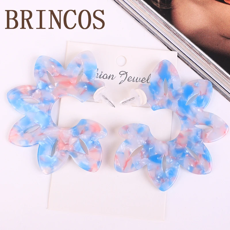 19 Версия handmadeCC сережки blueearringsblueearrings акриловые серьги женские орнаменты богемные золотые осыпающиеся ретро звезды корейские - Окраска металла: 19