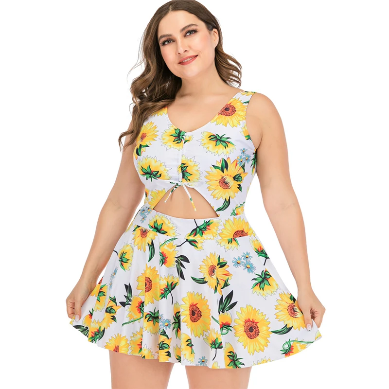 

Женский Монокини, цельный купальный костюм, женское платье для плавания с принтом, купальный костюм, пляжная одежда, винтажная юбка для плавания 5XL