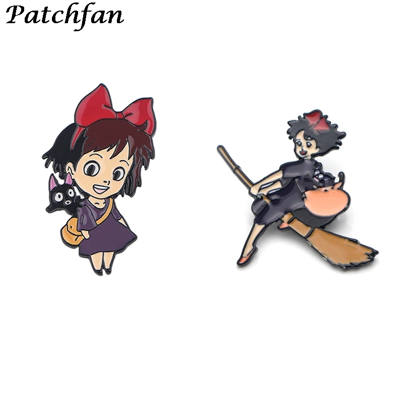 

20pcs/lot AD378 Patchfan Cartoon Girl Brooch Metal Badge Icon on The Backpack Pin Brooches for Clothing Jewelry Gift