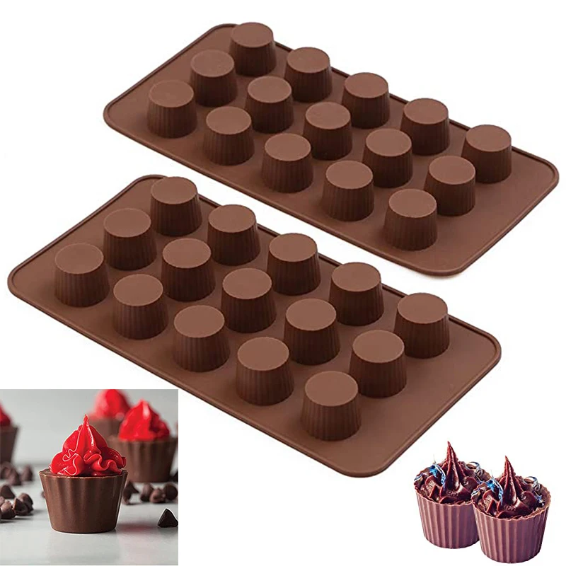 

15 Cavity Silicone Chocolate Mold Cup Shape Mould For Candy Keto Fat Bombs Mini Peanut Butter Bakeware Jello Cupcake Baking Tool