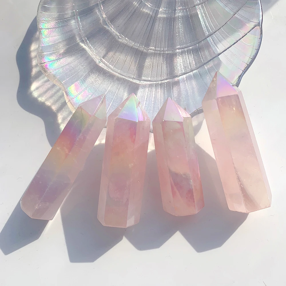 Природный кристалл точечная палочка розовый кварц лечебный драгоценный камень