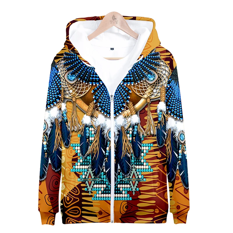 

Native Indian Wolf 3D Printed Hoodies zip up jacket men Hooded Sweatshirt Autumn Unisex Casual hoodie sudadera hombre YDA15