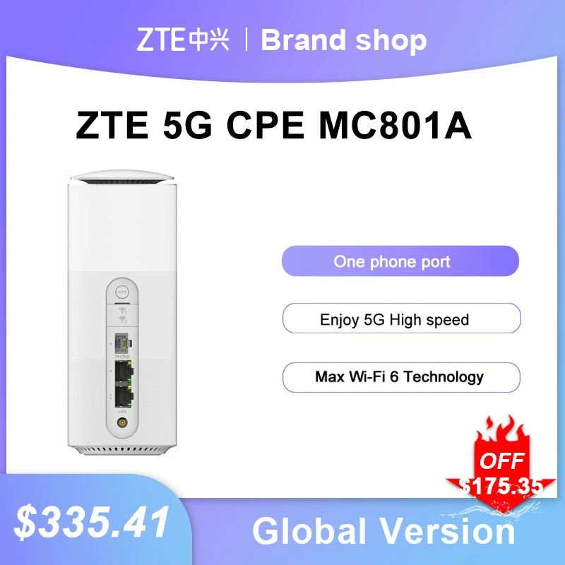 Global Version ZTE MC801A Wifi 6 Router 5G CPE wifi repeater 5ghz SDX55 NSA+SA N78/79/41/1/28 802.11AX modem 5g wifi sim card